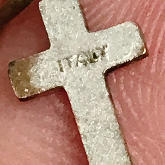 Vintage Tiny Blue Enamel Italian Cross Catholic Necklace Bracelet Pendant Charm - Picture 2 of 14